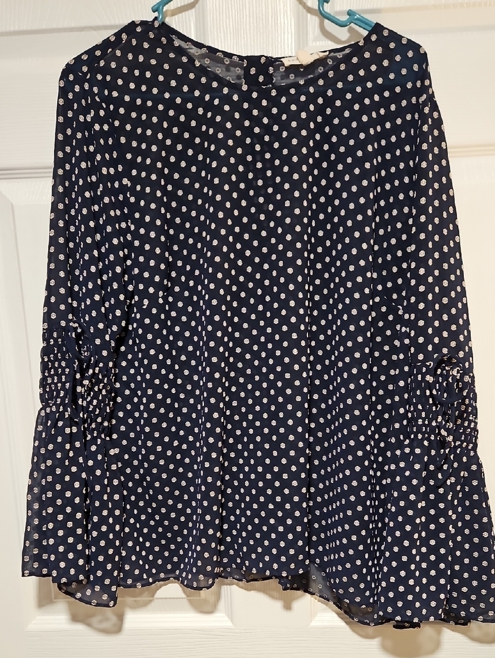 Current Air Navy Polka Dot Blouse